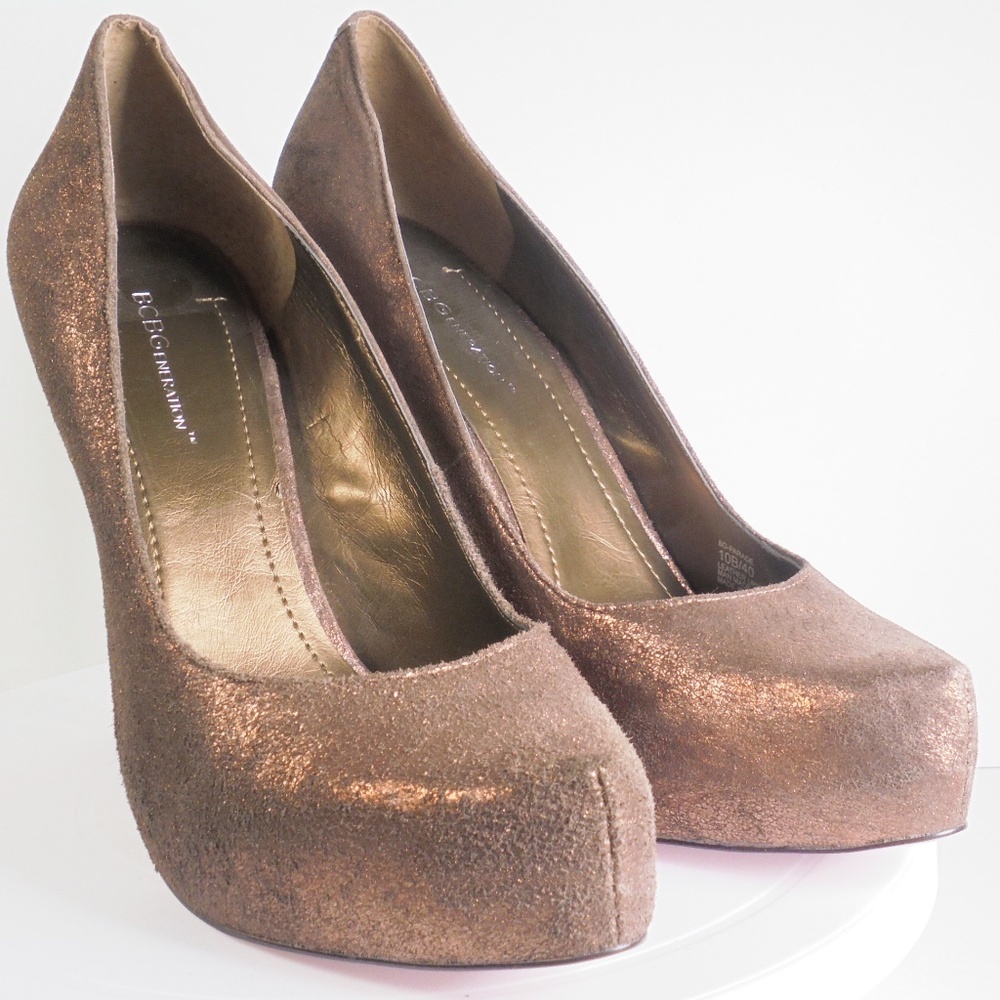 BCBGeneration Women's Brass Tone Platform Heels